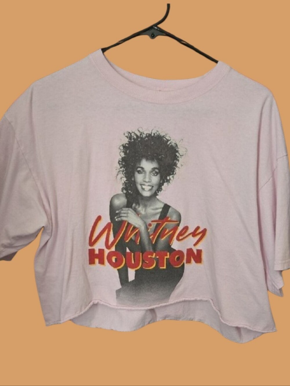 Whitney Houston Graphic Tee - Light Pink Short Sleeve Women's Top